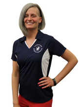 Navy with white colorblocking women's polo